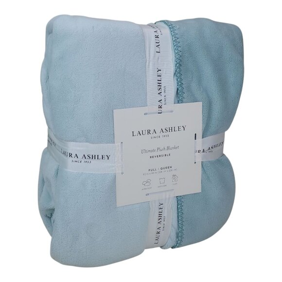 Laura Ashley Ultimate Plush Reversible Blanket Full/Queen 90"x90" Cozy Easy Care - Picture 1 of 11